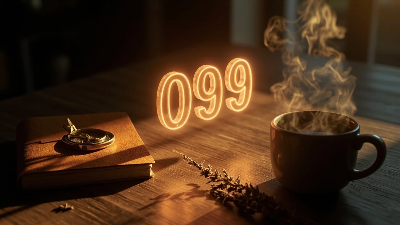 Engelszahl 0909 mit symbolischer Bedeutung auf einem Hintergrund aus Licht und Zahlen